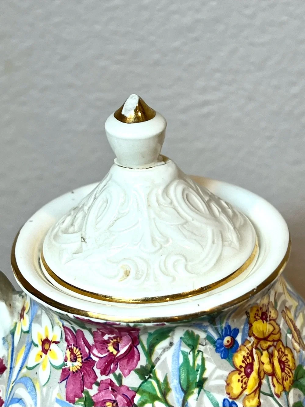 Rare VTG Erphila Brighton Cheery Chintz Mini Embossed Coffee Pot | 6”H | Repair